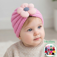 Topi Rajut Jacquard Bunga Hangat Musim Dingin Eropa dan Amerika untuk Bayi Baru Lahir, Multi-warna, Kancing Lucu, Bahan Poliester untuk Anak Perempuan