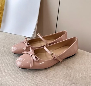 French style pointed Mary Jane women's shoe-single-button bow single shoes gentle for daily wear and versatile for all occasions - Product Image 1