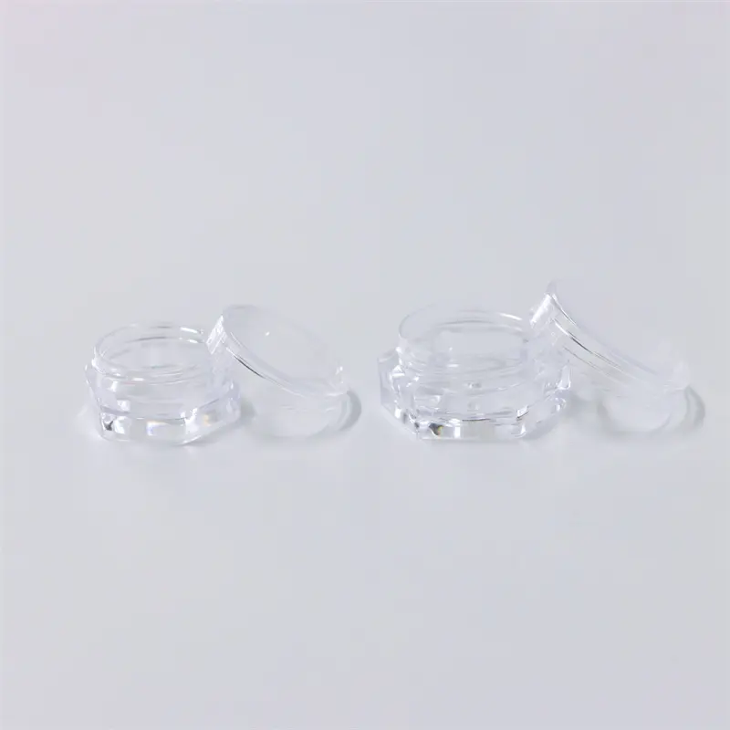 Vasetto per imballaggio di campioni di crema per gli occhi in plastica barattolo di crema esagonale vaso di polvere sciolto scatola di ombretti glitter