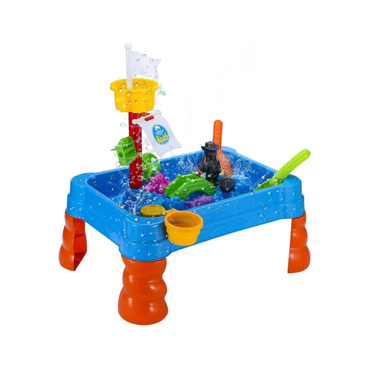 Детский игрушечный водяной стол, красочный детский водный игровой стол с комплектом из 24 аксессуаров, стол для активного отдыха, летний пляжный стол