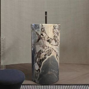 Fregadero de pedestal de mármol natural Titanic Ocean Storm tallado a mano de pie con diseño moderno <span class=keywords><strong>para</strong></span> baño incluye <span class=keywords><strong>escurridor</strong></span> - Product Image 5