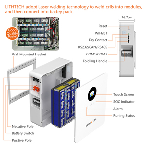 Système de stockage d'énergie solaire mobile LITHTECH Wall 3kw 5kw 10kw avec batterie et onduleur 48v 51.2v 5kwh, batterie au lithium - Product Image 5