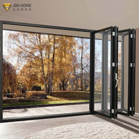 Portes pliantes en aluminium de luxe avec panneaux de verre double vitrage, résistantes au vent, noires, pour patios de maisons