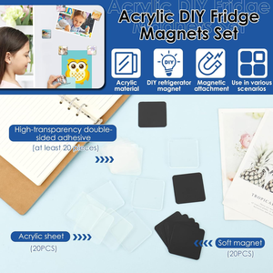 Wholesale Durable <b>Square</b> Smooth Edge Fridge Magnet Photo Display <b>Frame</b> Magnetic <b>Picture</b> Acrylic Fridge Magnet for Home Decor - Product Image 2