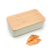 Boîte de rangement pour pain avec couvercle en bois, utilisable comme planche à découper, boîte à pain pour la cuisine