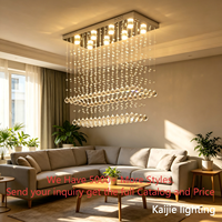 Lustre rectangulaire moderne et élégant en cristal pour salle à manger, bar et intérieur domestique