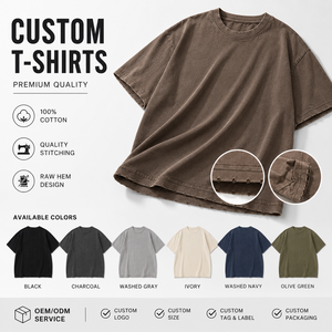 T-shirt Oversize con Fori Effetto Insetticida e Finitura Sbiancata da Neve, 260g, Stile Vintage Lavato, Vestibilità Ampia, Girocollo, di Tendenza, per il Commercio Transfrontaliero - Product Image 1