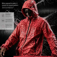 Vêtements de sport d'extérieur imperméables, vêtements d'extérieur coupe-vent, vestes en nylon à fermeture éclair pour hommes, fabricant de vestes personnalisées à imprimé léopard