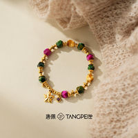 Bracelet TANGPEI pour femme, vintage, perles violettes, breloque clochette, bijoux fantaisie en alliage, cadeau