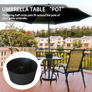 Maceta de mesa de Patio de estilo Popular con agujero para paraguas, 2 paquetes de medio círculo, maceta de mesa para mercado de jardín al aire libre - Product Image 5