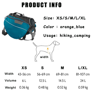 Perro Senderismo Perro Mochila Arnés Portador de mascotas Mochila Arnés Bolsa de sillín Arnés Alforja con bolsillos laterales de seguridad reflectantes - Product Image 3