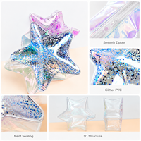 Pochette cosmétique personnalisée en PVC en forme d'étoile, étui à bijoux pentagramme, pochette de maquillage transparente, boîte de rangement pour pendentifs