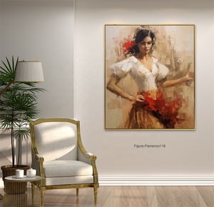 Pintura al Óleo sobre Lienzo Hecha a Mano de Bailarina de Flamenco Española Moderna, para Decoración de Pared en Hogar, Oficina u Hotel, Figura-Flamenco118 H - Product Image 5