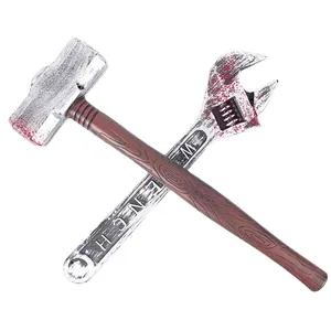 Bloody Weapons Realistic Looking Prank Toy Fake Plastic Spanner Hammer with Blood Stains Prop Halloween Haunted House KD2166