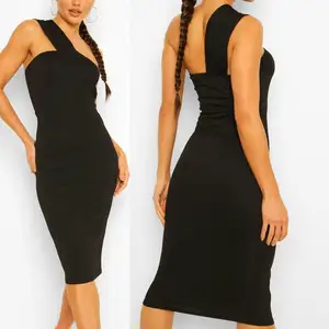 Heiße beliebte modische kunden spezifische Herstellung Großhandel Bulk Frauen Kleidung Wrap One Shoulder Bodycon Kleid