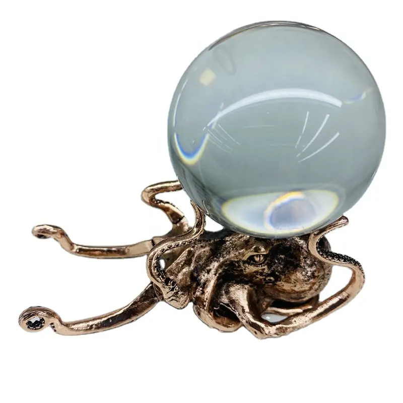 Großhandel Octopus Form Antik Gold farbig Metall Kristall kugel halter Stand Sphere Base