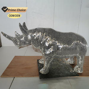 Personnalisé ODM/OEM Centres commerciaux Expositions Décor Hôtels Espaces Publics Affichage Grand Rhinocéros Art Statue Argent Mosaïque Rhino <span class=keywords><strong>Sculpture</strong></span> - Product Image 1