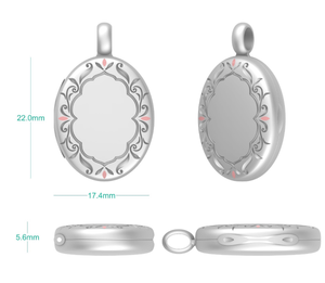 Grace Jewel Vente en gros Gravures complexes Ovale Pendentif médaillon <span class=keywords><strong>photo</strong></span> en argent sterling 925 pour photos commémoratives - Product Image 5