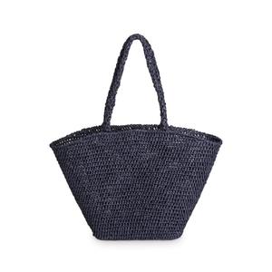 Bolso Tote Grande de Paja Azul Medianoche, Tejido Abierto, Hueco, de un Solo Hombro, Ligero, Estilo Boho, para Playa, Viajes y Compras - Product Image 1