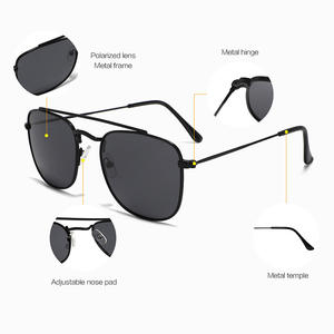 Gafas de sol polarizadas para hombre, montura ovalada de metal, protección UV400 para conducir y actividades al aire libre, lentes TAC negras - Product Image 2