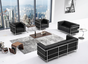 Conjunto <span class=keywords><strong>de</strong></span> Sofá <span class=keywords><strong>de</strong></span> Cuero Moderno para <span class=keywords><strong>Oficina</strong></span> con Estructura <span class=keywords><strong>de</strong></span> Madera (Tubo Redondo <span class=keywords><strong>de</strong></span> 25 mm) + Tira Decorativa (Tubo Redondo <span class=keywords><strong>de</strong></span> 15 mm) + Asiento <span class=keywords><strong>de</strong></span> Esponja <span class=keywords><strong>de</strong></span> Alta Densidad - Product Image 2