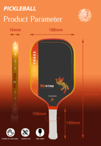 Raquette de pickleball MONVIK Phoenix <span class=keywords><strong>Nirvana</strong></span> 16 mm Gen5, fibre de carbone Toray T700, noyau en mousse de type nouveau, brevets déposés, approuvée USAPA UPA-A - Product Image 6