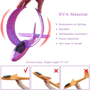 Aeroplano giocattolo in schiuma EVA con LED da 48 cm, aliante da lancio manuale, modello fai-da-te, aeroplano acrobatico per bambini, per esterni - Product Image 5
