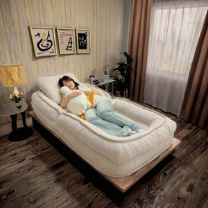 Canapé-<span class=keywords><strong>Lit</strong></span> Convertible Moderne en Tissu Beige Pliable pour Chambre ou Salon d'Appartement - Product Image 3