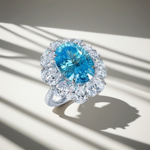 แหวนเงินแท้ S925 รุ่น Saint Maria Sea Blue Luxury Paraiba Millennium ประดับด้วยพลอยโทแพซสังเคราะห์ ขายส่งจากโรงงาน รับสั่งทำ - Product Image 2