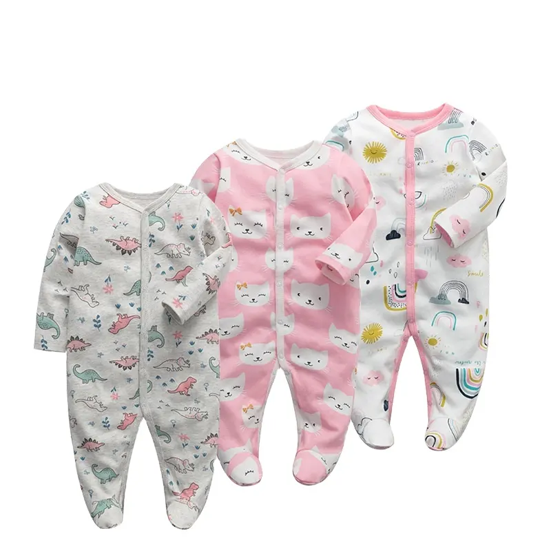 Ropa-pyjama en coton pour bébé, vêtements d'hiver, pour nouveau-né, à manches longues, vente en gros