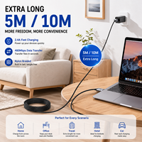 Câble USB C extra long 16 pieds 33 pieds 5m 10m en nylon tressé 3A à charge rapide USB A vers Type C pour manette de jeu et tablette
