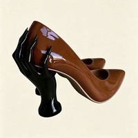 Chaussures à talons hauts pour femmes, sur mesure, OEM ODM, en cuir verni rouge cerise, à bout pointu, pour l'été, taille 35-43