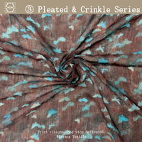 Tissu en crêpe de soie froissé à imprimé papillon aquarelle floue, résistant aux plis et respirant, pour vêtements féminins et abayas