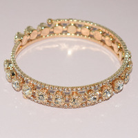 CAOSHI Bracelet de Mariée Cristal Scintillant Entièrement Sertie de Pierres, Plaqué Argent ou Or, à Ouverture Réglable pour Femmes