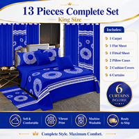 Versandfertig 13-teiliges Komplettset Kingsize-Bettwäsche-Set mit Passenden Vorhängen für Schlafzimmer