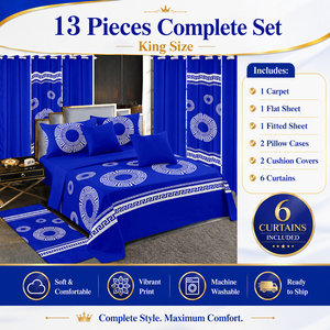 Pronto per la Spedizione: Set Completo di 13 Pezzi per Letto Matrimoniale, Set di Lenzuola con Tende Coordinate per Camera da Letto - Product Image 1