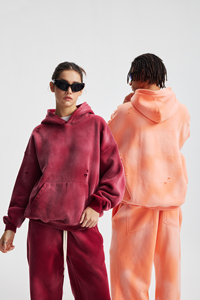 360gsm Custom Oversize Hooded Fleece Sweatshirt Set Stone Acid Washed Vintage Distressed Unisex Casual Tracksuit For All Genders - Product Image 3