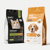 Pochette personnalisée à fond plat pour aliments pour animaux de compagnie avec fermeture éclair sac de friandises pour chiens et chats sac d'emballage d'aliments pour animaux de compagnie fabricant de sacs de nourriture pour chiens et chats