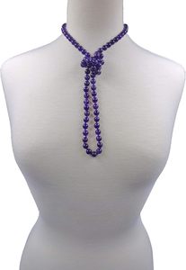 Collana Lunga MGR <span class=keywords><strong>MY</strong></span> GEMS ROCK da 36 Pollici con Perle di Ametista e Rame Lucidate da 7-8MM, Stile Sportivo Infinito per Donne - Product Image 3