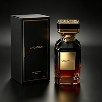 Flacon de parfum carré de luxe 30ml 50ml 100ml, bouchon noir et or, flacon de parfum vide en verre avec boîte cadeau en feuille d'or, logo personnalisé