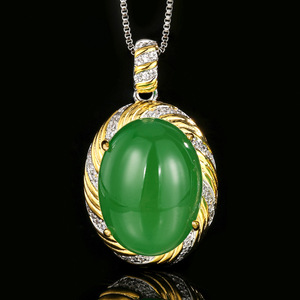 Oval 15*20-13*16mm Zircon Rings and Necklace <b>Copper</b> Gold Plated Imitation Paraiba Tourmaline retro hypoallergenic jewellery set - Product Image 6