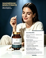 Capsules de bisglycinate de magnésium à absorption élevée, complément alimentaire personnalisé à marque privée pour la relaxation et le soutien du sommeil