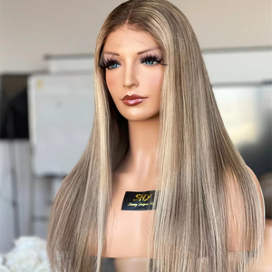 Cabello virgen de alta calidad Nuevo diseño Balayage europeo Peluca frontal de encaje recto sedoso con transparente para encaje - Product Image 1