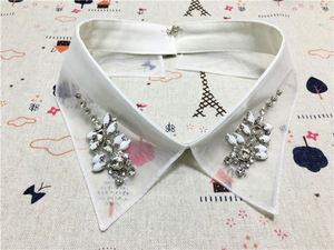 Delicado <span class=keywords><strong>collar</strong></span> de camisa desmontable de organza de doble capa con cuentas de diamantes de imitación de cristal - Product Image 5