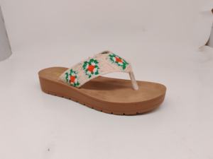 Femmes Boho Chic Floral Tricot Slide Liège Sandales Confortable Bout Ouvert <span class=keywords><strong>Semelle</strong></span> Plate Antidérapant Respirant Tongs pour le Printemps - Product Image 4