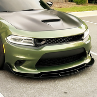 Lame de pare-chocs avant style SRT pour Dodge Charger 2015-2023, aspect fibre de carbone, noir brillant, séparateur de pare-chocs, kit carrosserie 4 pièces, aileron avant haute performance