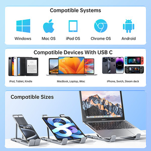 Aluminum Alloy Adjustable Height <strong>Tablet</strong> PC <strong>Stand</strong> with 8 Ports USB-C Hub iPad Compatible - Product Image 4