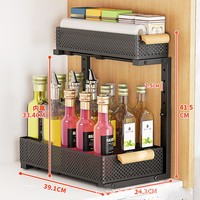 Ventes directes d'usine Étagère de rangement noire à deux niveaux Étagère de rangement de cuisine amovible pratique