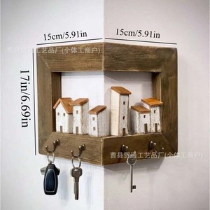 Wooden Coat Rack Wall Mounted With House Design Key <b>Hooks</b> For Entryway Bedroom Storage <b>Shelf</b> - Product Image 3