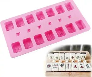 Wholesale Creative 3D Mahjong Silicone Ice Cube Tray easy removable silicone mold DIY Mahjong Card Drip mould chocolate maker